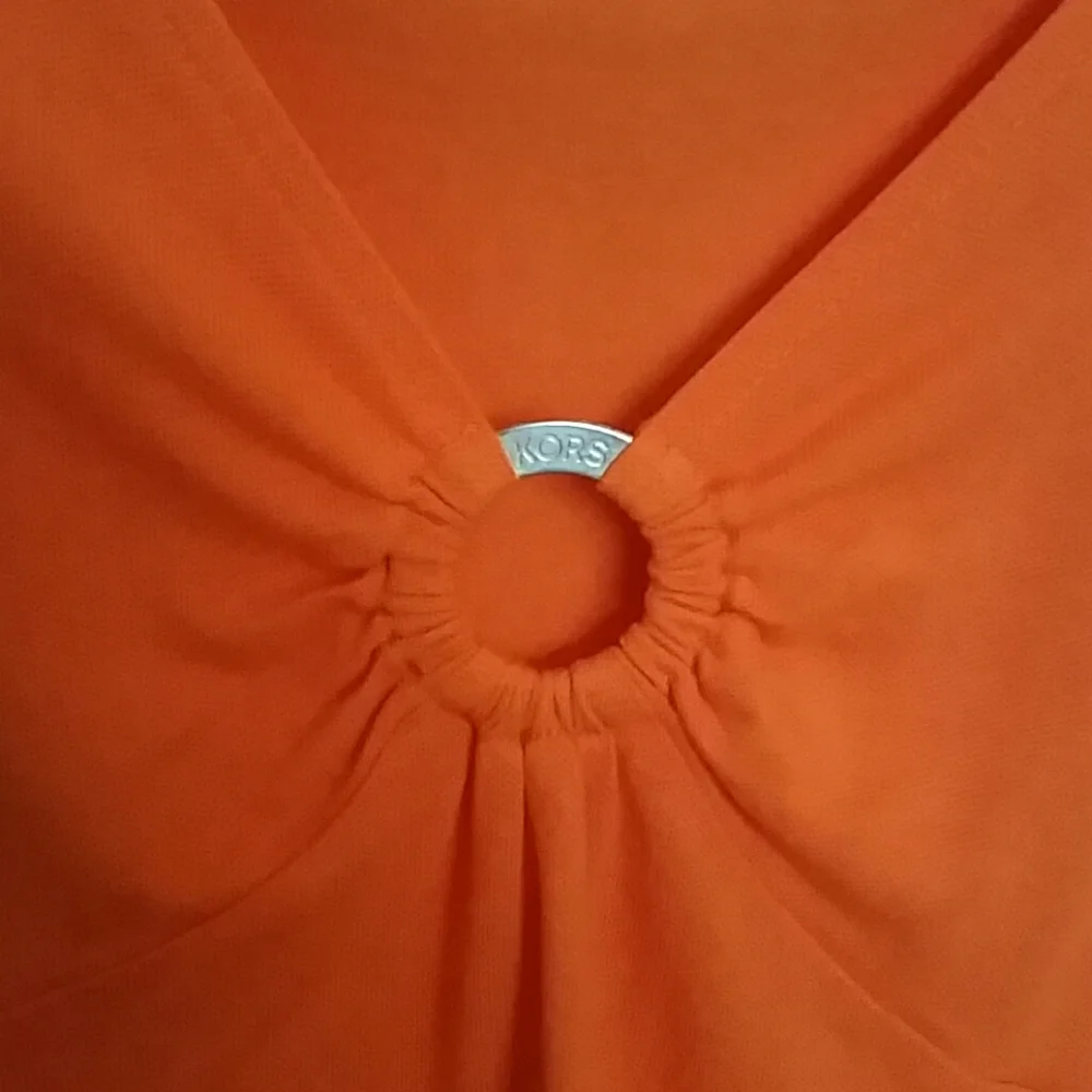 Michael Kors Women's V-Neck Top – Orange, Size Medium (Pre-Owned)